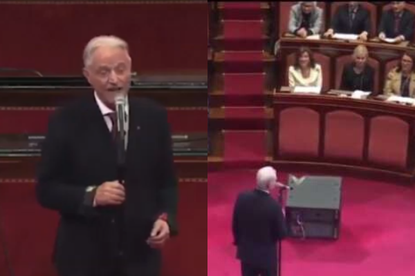 Amedeo Minghi canta "Vattene AMore" (Trottolino Amoroso) in senato: il video virale