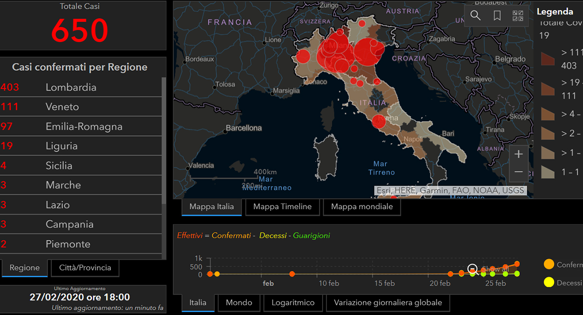 Coronavirus, ecco la mappa interattiva sulla situazione del contagio in Italia