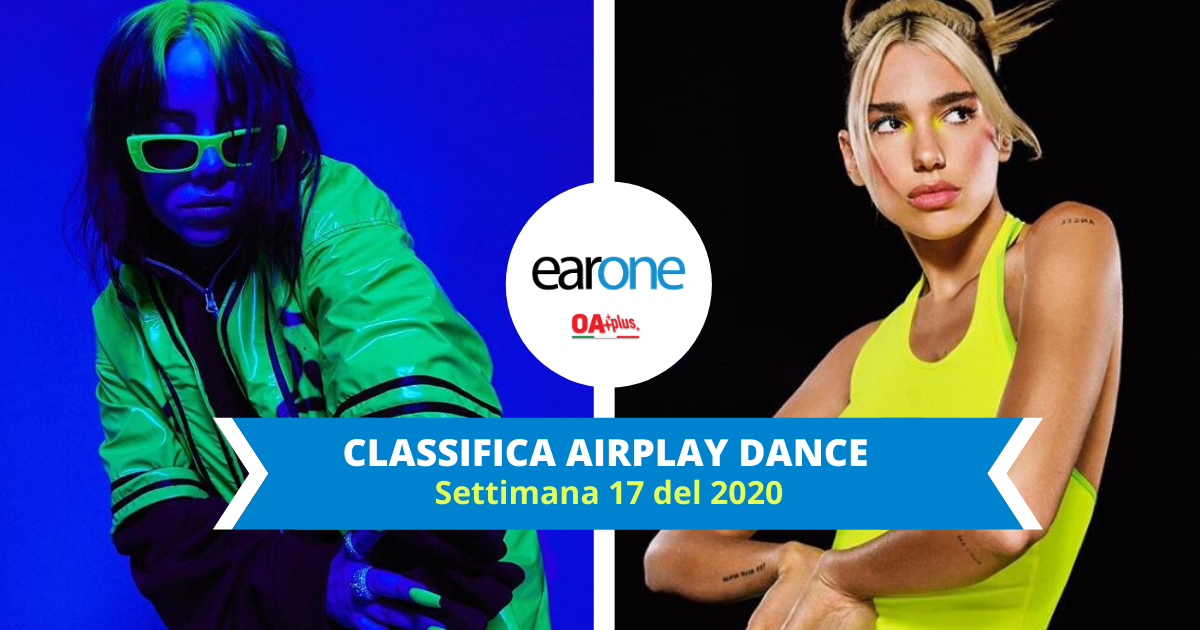 Airplay radio dance classifica: Dua Lipa alla 1, Billie Eilish entra alla 3