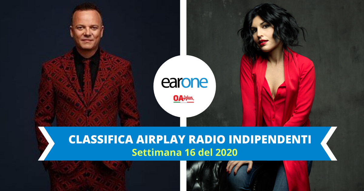 EARONE AIRPLAY RADIO INDIPENDENTI settimana 16 2020 gigi d'alessio giusy ferreri