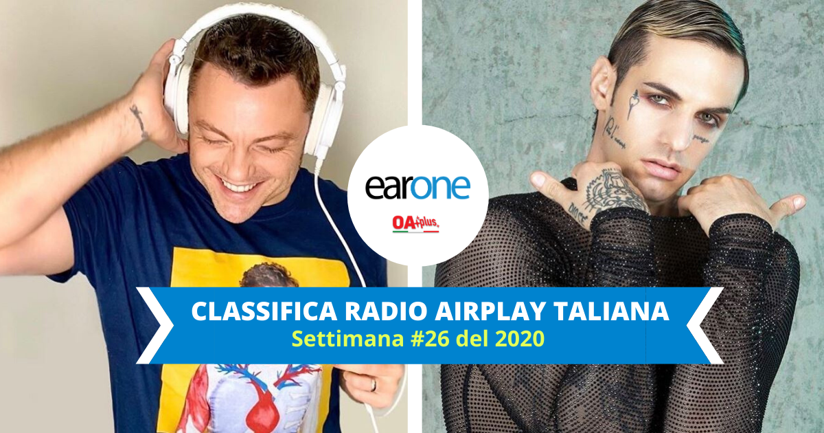 Tiziano ferro Jovanotti Achille Lauro - earone classifica airplay radio italiana