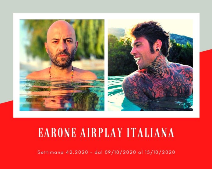 Classifica Radio EARONE Airplay Italiana, week 42: Nuova sfida in vetta con Fedez e Negramaro. E nella mischia si buttano due nuove coppie: Elodie con Carl Brave e J-Ax con Mr. Rain
