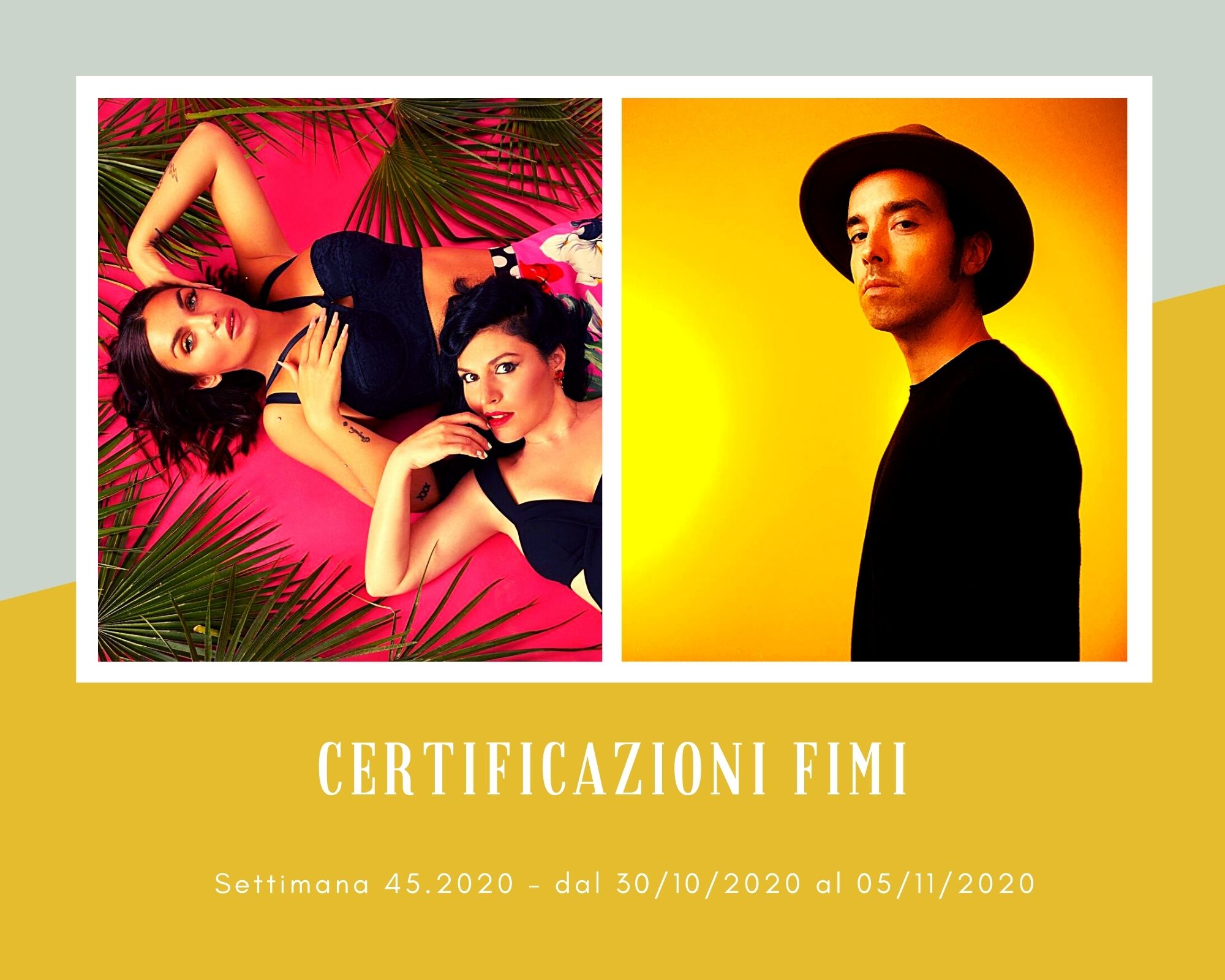 Certificazioni FIMI, week 45. Giusy Ferreri e Elettra Lamborghini festeggiano il platino. Per Diodato è doppio!
