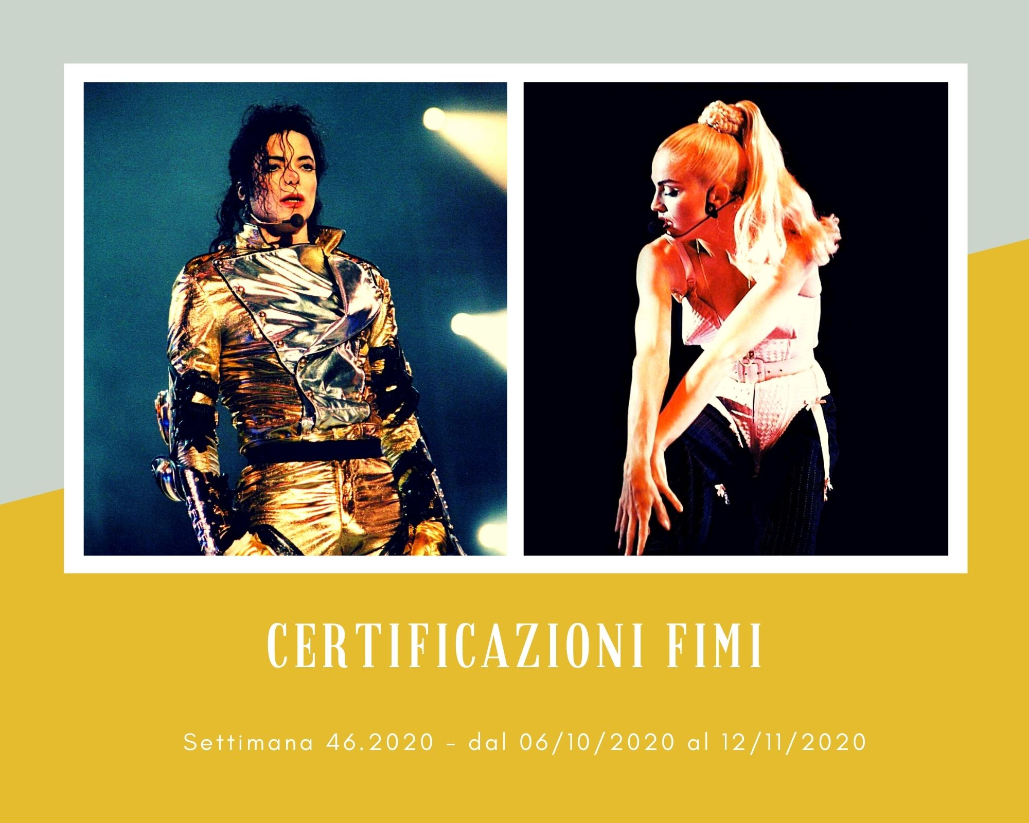 Certificazioni FIMI, week 46. Con Michael Jackson e Madonna si ritorna al favoloso pop
