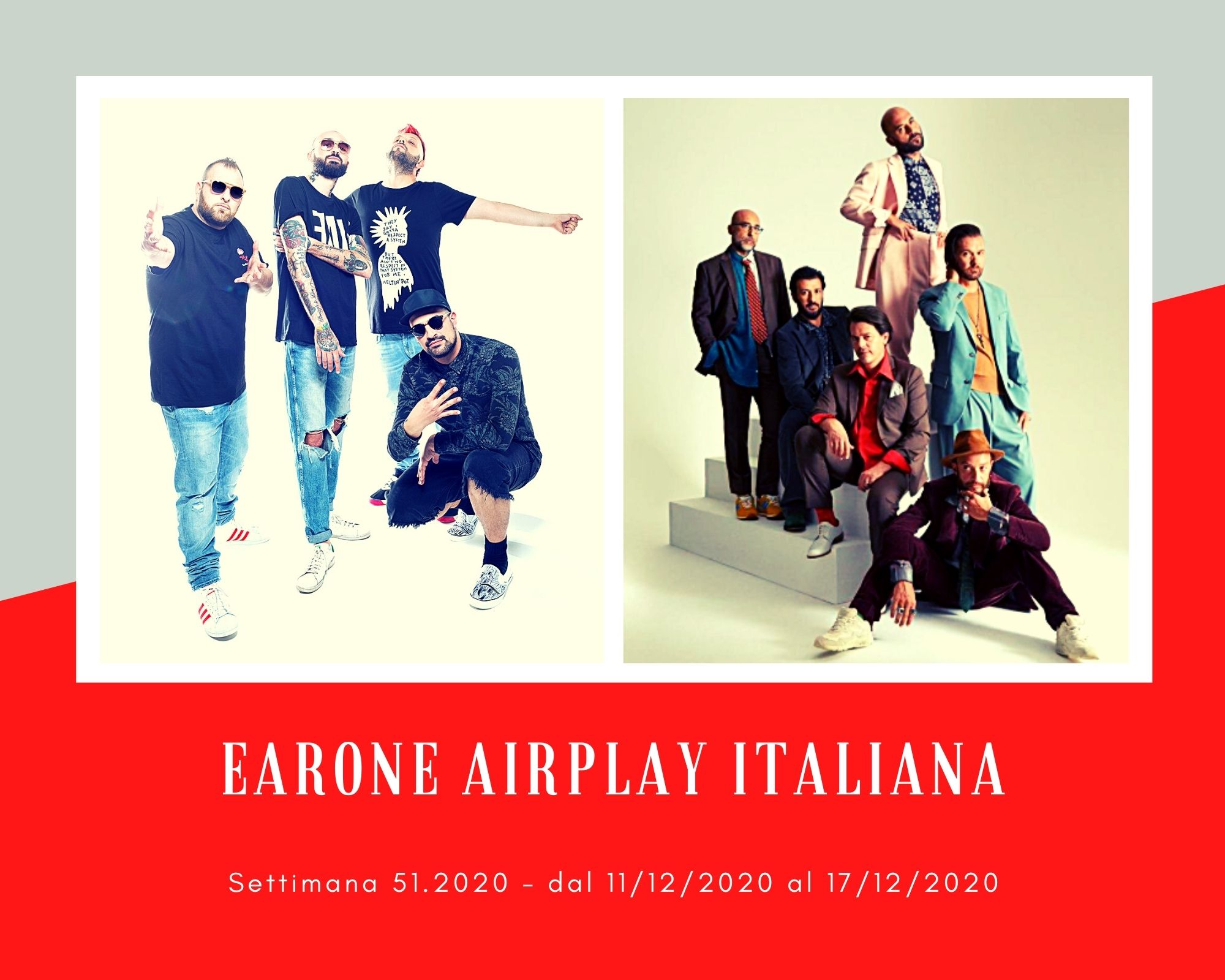 Classifica Radio EARONE Airplay Italiana, week 51. Natale in Salento con i Boomdabash e i Negramaro
