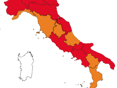 Italia sempre più rossa: a rischio la Toscana, la Calabria e la Valle d’Aosta