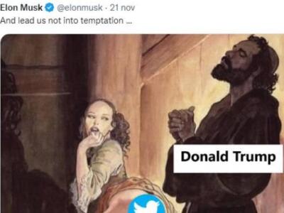 Musk deride Trump su Twitter, ecco la vignetta sulla “tentazione” dell’ex Presidente