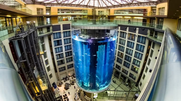 Esploso 'Aqua Dom', l'acquario cilindrico più grande del mondo