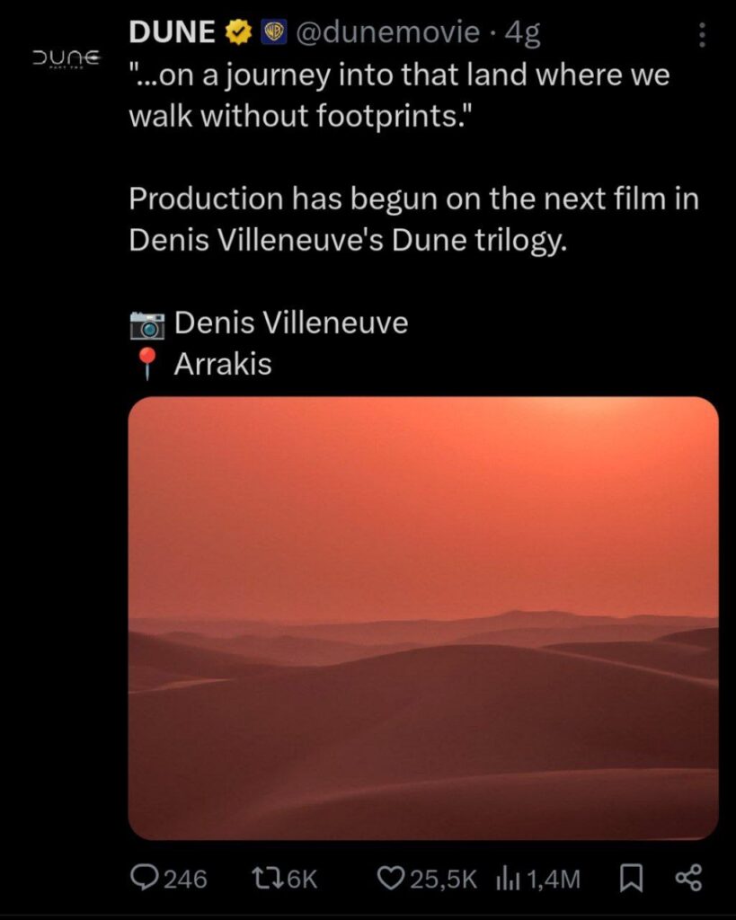 Dune Parte 3 (©Instagram DuneMovie)