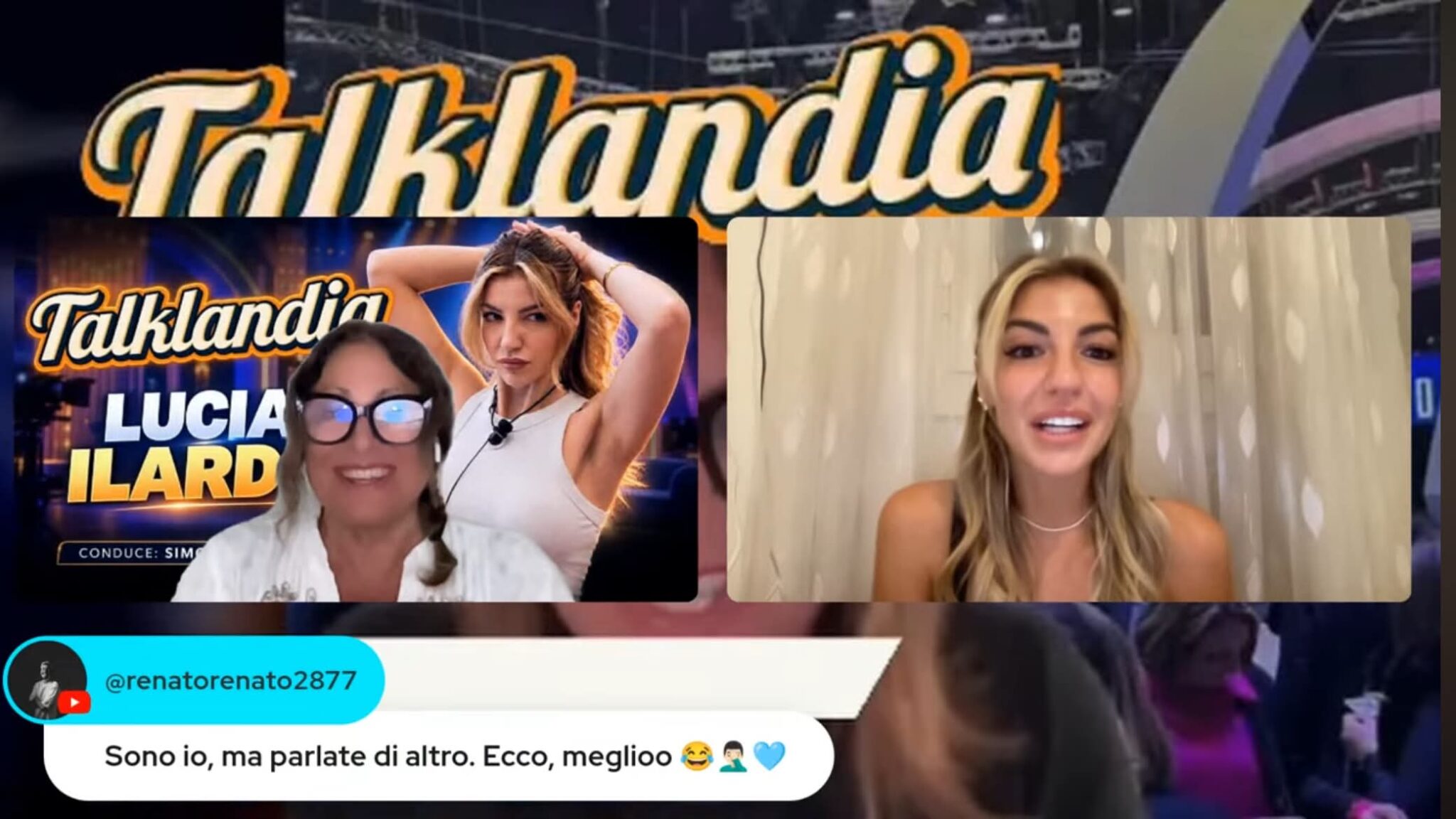 Lucia Ilardo a Talklandia: "Il Trono? Direi di sì. Con Renato (che si è reso protagonista di un inatteso siparietto in diretta) ci ho provato solo io. Non è andata"
